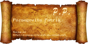 Pozsegovits Patrik névjegykártya